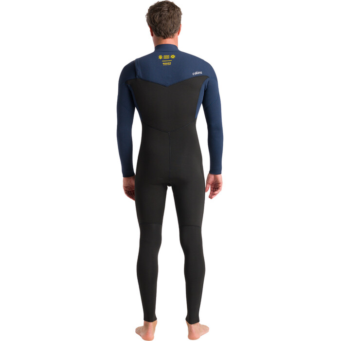 2024 C-Skins Mens NuWave Session 4/3mm Chest Zip Wetsuit C-NSE43MCZ - Black / Bluestone X / Saffron